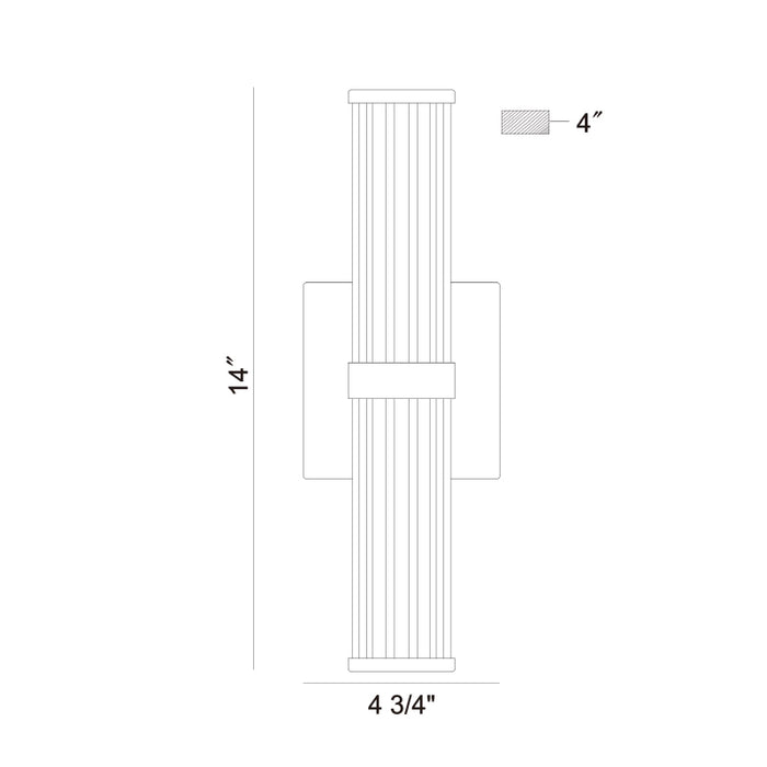 Eurofase 47123 Fayton 1-lt 14" Tall LED Outdoor Wall Sconce