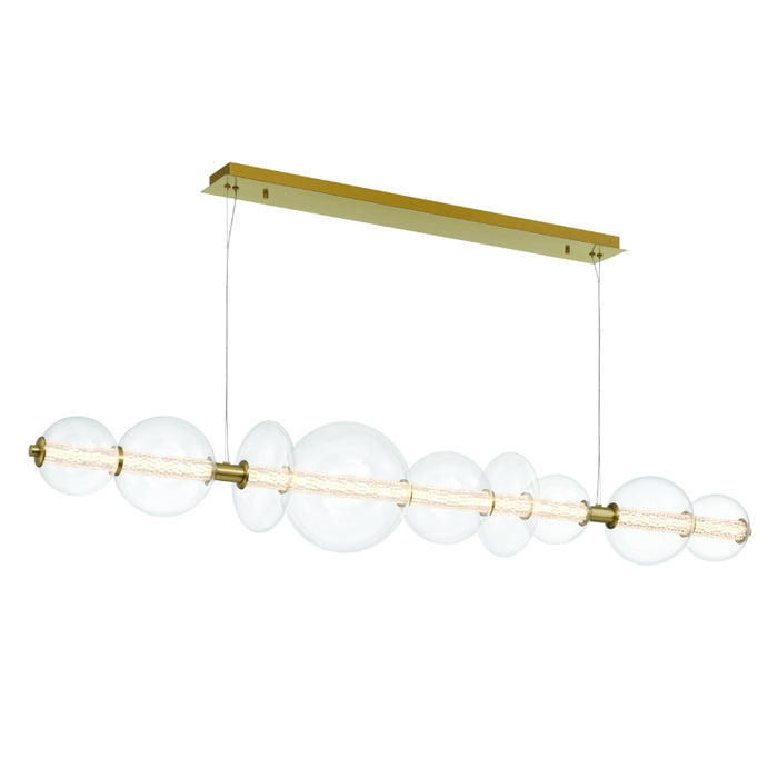 Eurofase 47257 Atomo 9-lt 74" LED Linear Chandelier-Gold/Clear Glass