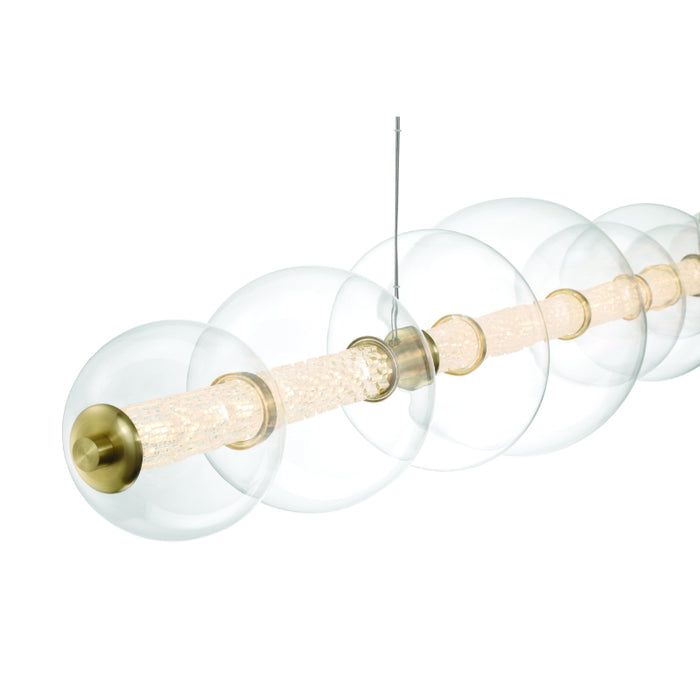 Eurofase 47257 Atomo 9-lt 74" LED Linear Chandelier-Gold/Clear Glass
