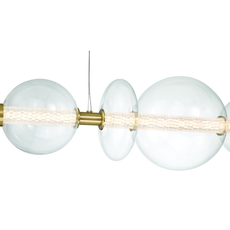 Eurofase 47257 Atomo 9-lt 74" LED Linear Chandelier-Gold/Clear Glass