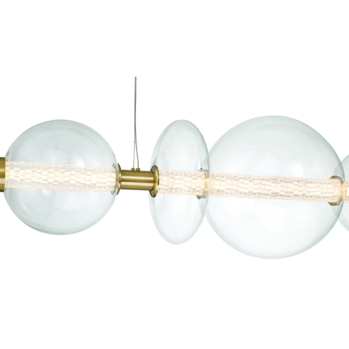 Eurofase 47257 Atomo 9-lt 74" LED Linear Chandelier-Gold/Clear Glass