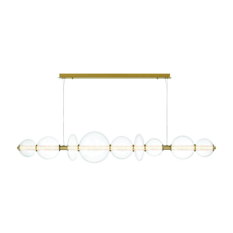 Eurofase 47257 Atomo 9-lt 74" LED Linear Chandelier-Gold/Clear Glass