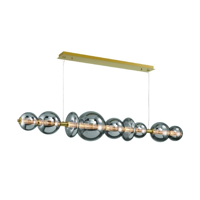 Eurofase 47257 Atomo 9-lt 74" LED Linear Chandelier-Gold/Smoke Glass