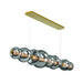 Eurofase 47257 Atomo 9-lt 74" LED Linear Chandelier-Gold/Smoke Glass