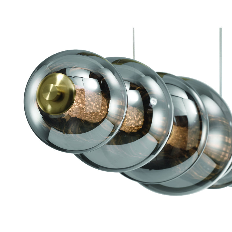 Eurofase 47257 Atomo 9-lt 74" LED Linear Chandelier-Gold/Smoke Glass