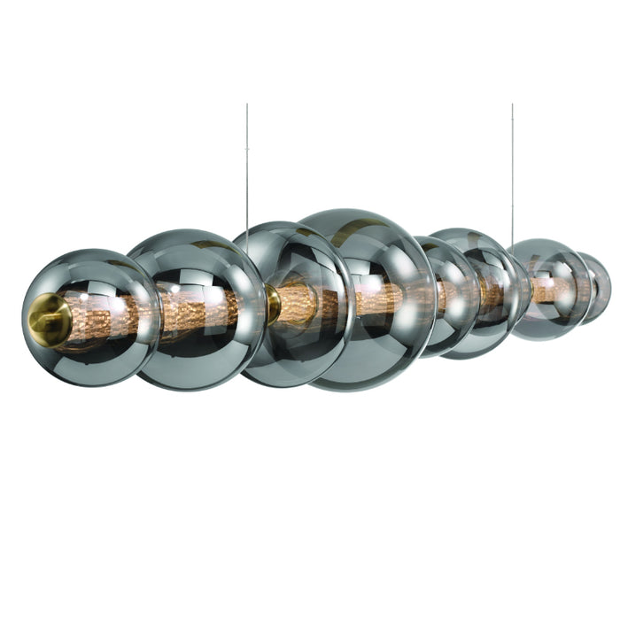 Eurofase 47257 Atomo 9-lt 74" LED Linear Chandelier-Gold/Smoke Glass