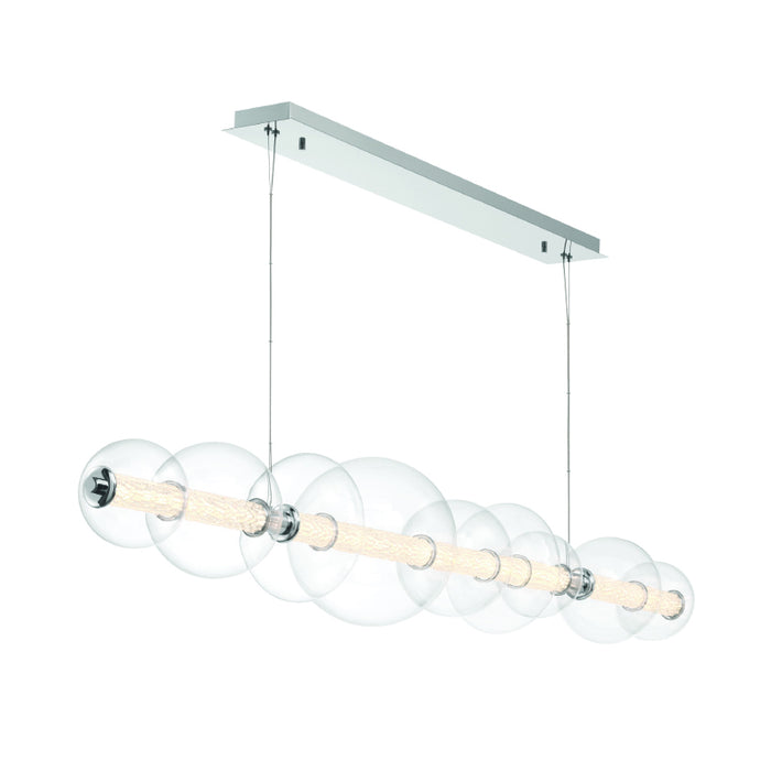 Eurofase 47257 Atomo 9-lt 74" LED Linear Chandelier-Chrome/Clear Glass
