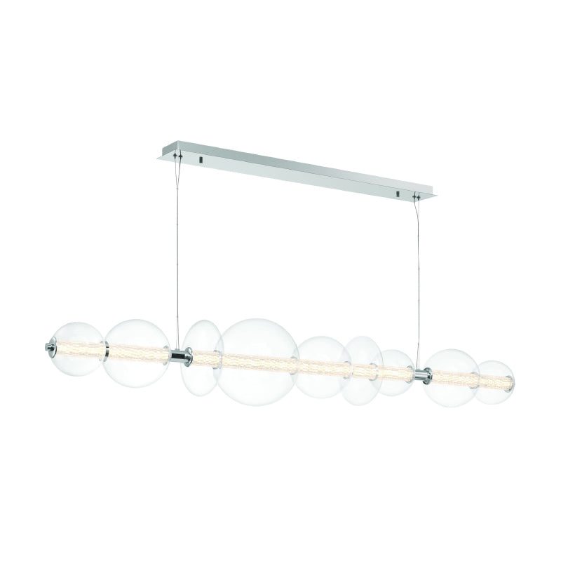 Eurofase 47257 Atomo 9-lt 74" LED Linear Chandelier-Chrome/Clear Glass