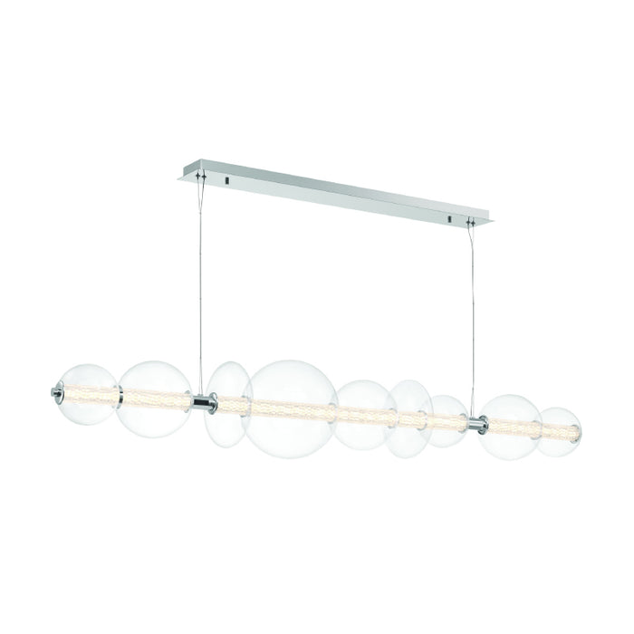 Eurofase 47257 Atomo 9-lt 74" LED Linear Chandelier-Chrome/Clear Glass
