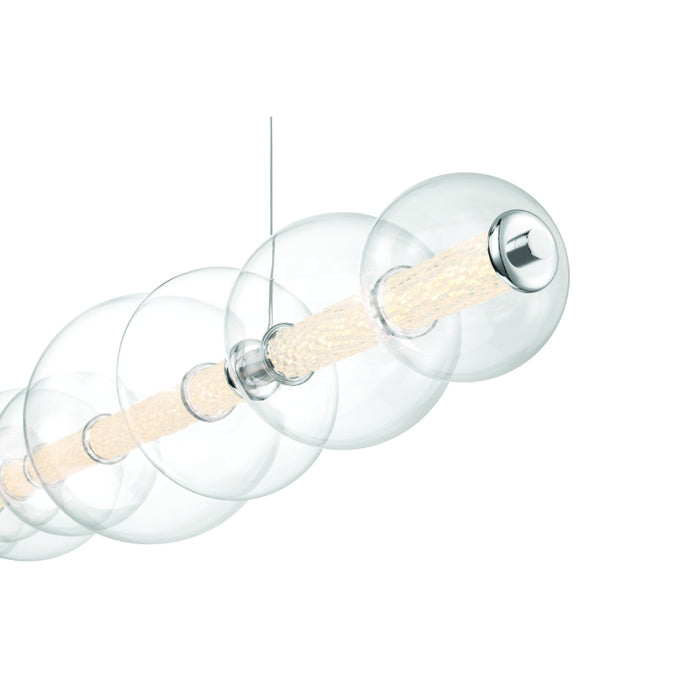 Eurofase 47257 Atomo 9-lt 74" LED Linear Chandelier-Chrome/Clear Glass