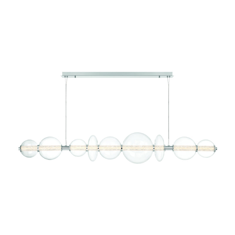 Eurofase 47257 Atomo 9-lt 74" LED Linear Chandelier-Chrome/Clear Glass