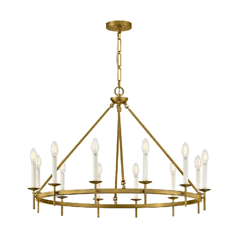Hinkley 47476 Copley 12-lt 36" LED Chandelier - Lacquered Brass
