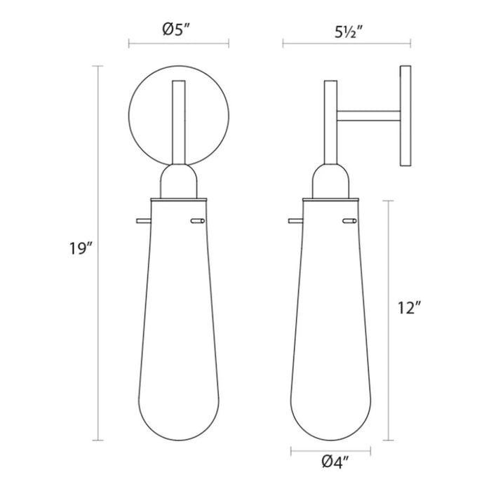 Sonneman 4841 Teardrop 1-lt 19" Tall Sconce