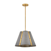 Hinkley 48547 Bowman 1-lt 16" LED Pendant - Slate Bronze with Heritage Brass accents
