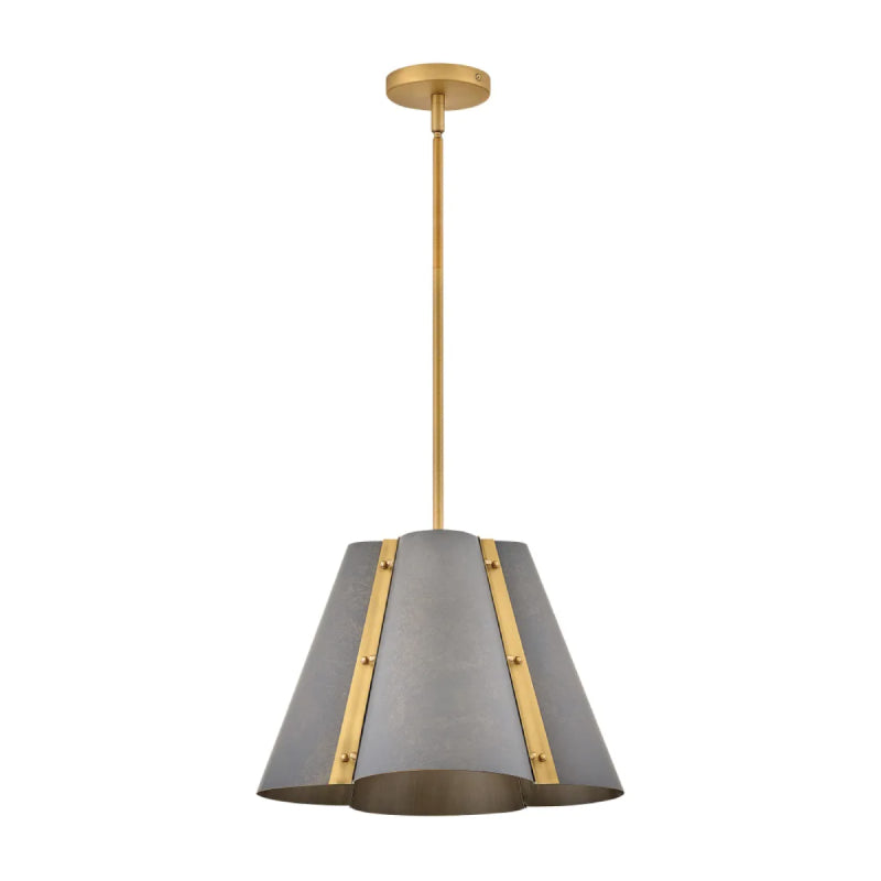 Hinkley 48547 Bowman 1-lt 16" LED Pendant - Slate Bronze with Heritage Brass accents