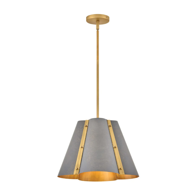 Hinkley 48547 Bowman 1-lt 16" LED Pendant - Slate Bronze with Heritage Brass accents