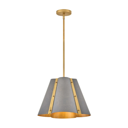 Hinkley 48547 Bowman 1-lt 16" LED Pendant - Slate Bronze with Heritage Brass accents