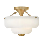 Hinkley 48571 Adella 3-lt 13" LED Semi-Flush Mount - Etched White Glass