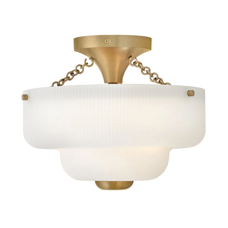 Hinkley 48571 Adella 3-lt 13" LED Semi-Flush Mount - Etched White Glass