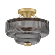 Hinkley 48571 Adella 3-lt 13" LED Semi-Flush Mount - Smoke Glass