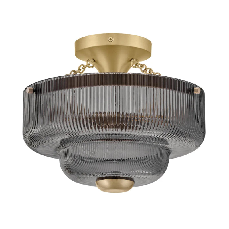 Hinkley 48571 Adella 3-lt 13" LED Semi-Flush Mount - Smoke Glass