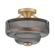Hinkley 48571 Adella 3-lt 13" LED Semi-Flush Mount - Smoke Glass