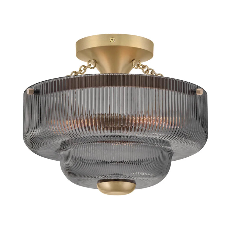 Hinkley 48571 Adella 3-lt 13" LED Semi-Flush Mount - Smoke Glass