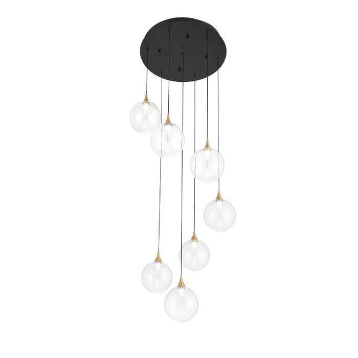 Eurofase 48928 Iissa 7-lt 21" LED Multi Drop Chandelier - Clear Glass