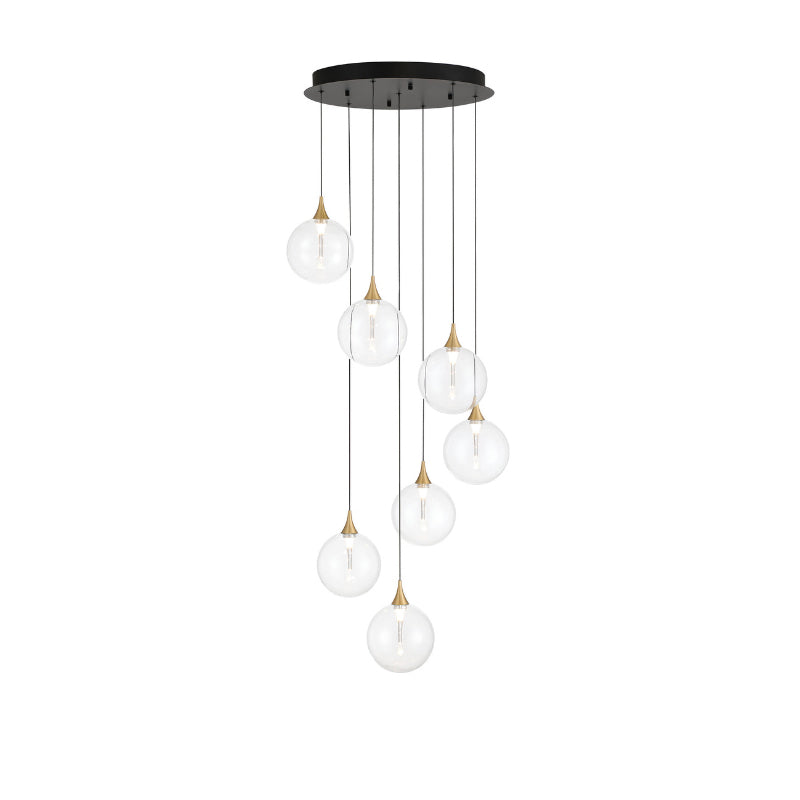 Eurofase 48928 Iissa 7-lt 21" LED Multi Drop Chandelier - Clear Glass