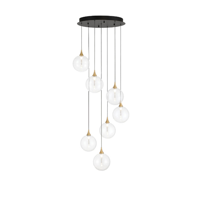 Eurofase 48928 Iissa 7-lt 21" LED Multi Drop Chandelier - Clear Glass