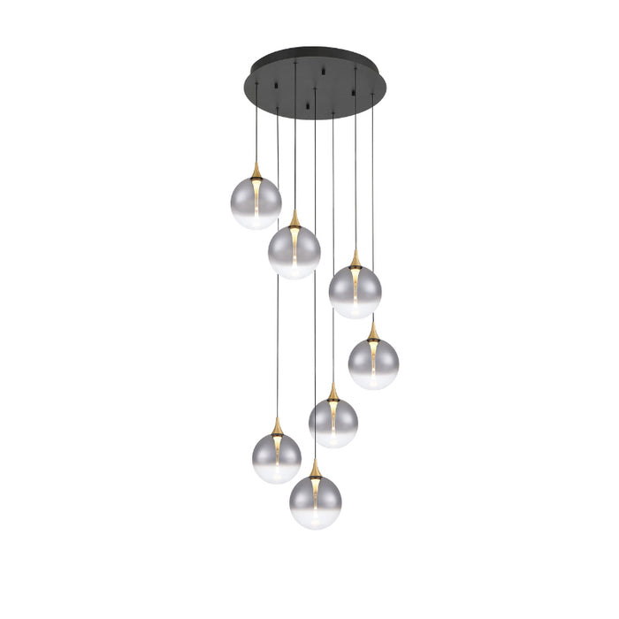 Eurofase 48928 Iissa 7-lt 21" LED Multi Drop Chandelier - Smoke Glass