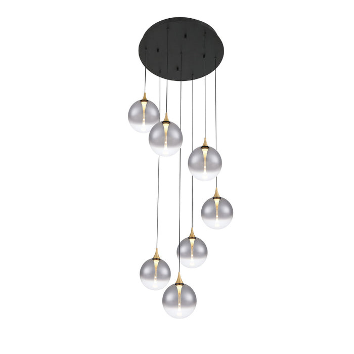 Eurofase 48928 Iissa 7-lt 21" LED Multi Drop Chandelier - Smoke Glass