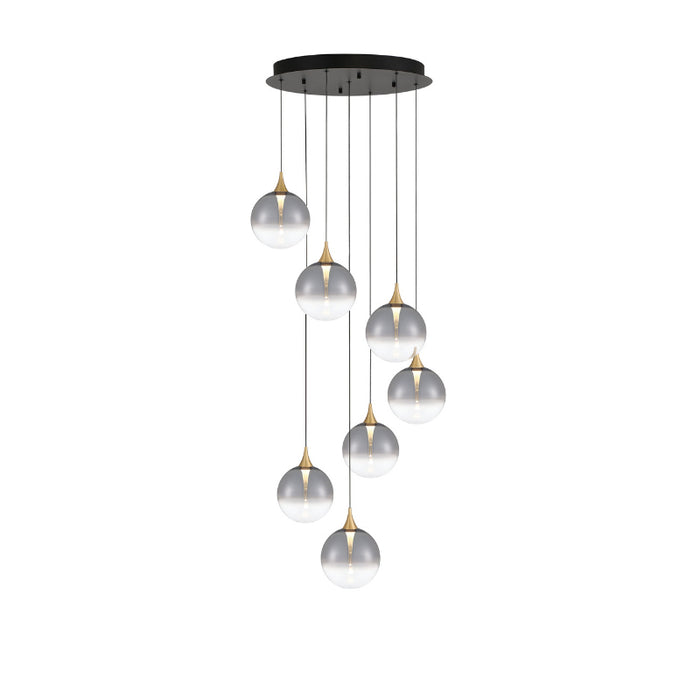 Eurofase 48928 Iissa 7-lt 21" LED Multi Drop Chandelier - Smoke Glass