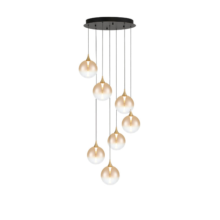 Eurofase 48928 Iissa 7-lt 21" LED Multi Drop Chandelier - Amber Glass