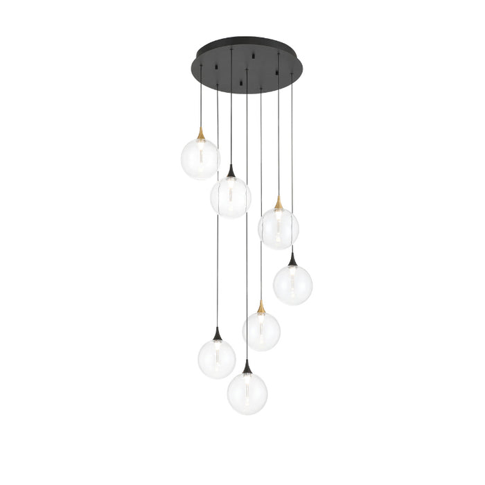 Eurofase 48930 Iissa 7-lt 21" LED Multi Drop Chandelier - Clear Glass