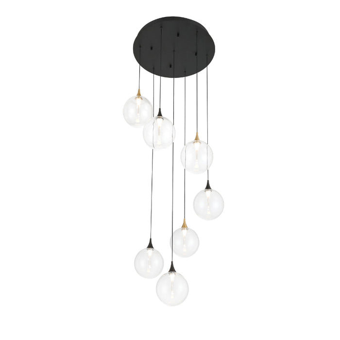 Eurofase 48930 Iissa 7-lt 21" LED Multi Drop Chandelier - Clear Glass