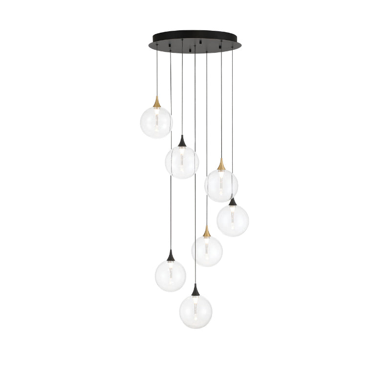 Eurofase 48930 Iissa 7-lt 21" LED Multi Drop Chandelier - Clear Glass