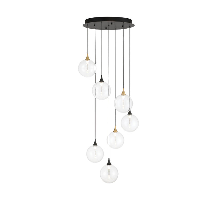 Eurofase 48930 Iissa 7-lt 21" LED Multi Drop Chandelier - Clear Glass