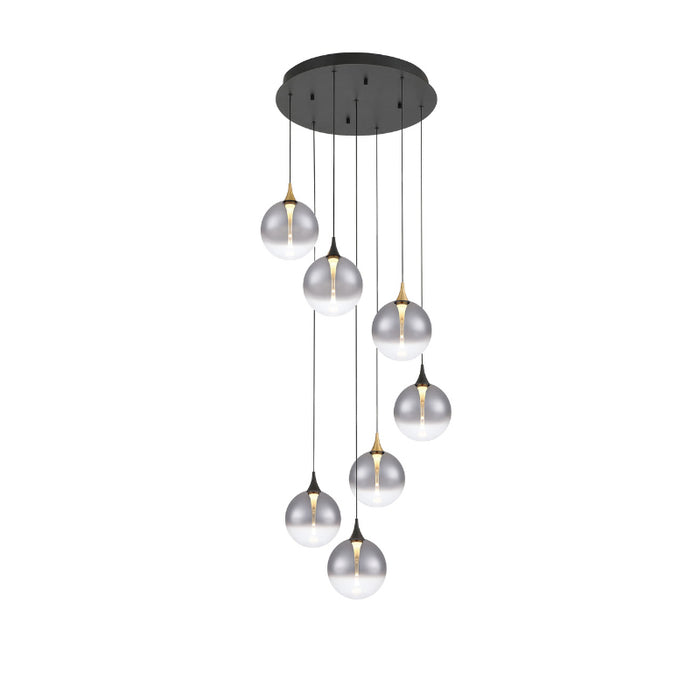 Eurofase 48930 Iissa 7-lt 21" LED Multi Drop Chandelier - Smoke Glass
