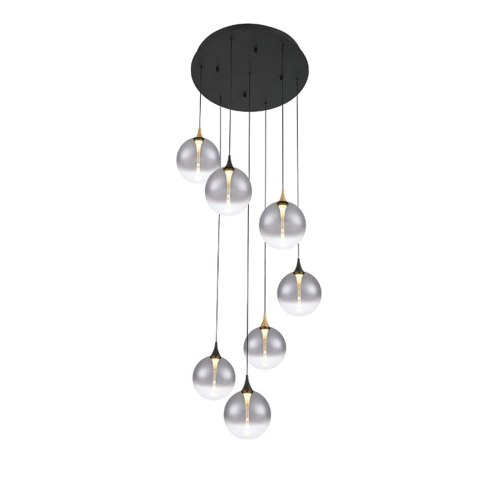 Eurofase 48930 Iissa 7-lt 21" LED Multi Drop Chandelier - Smoke Glass