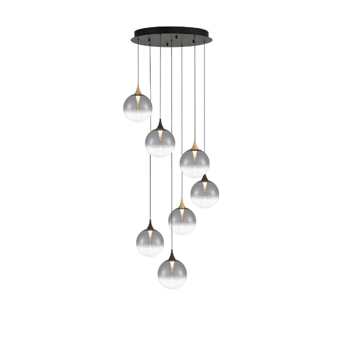 Eurofase 48930 Iissa 7-lt 21" LED Multi Drop Chandelier - Smoke Glass
