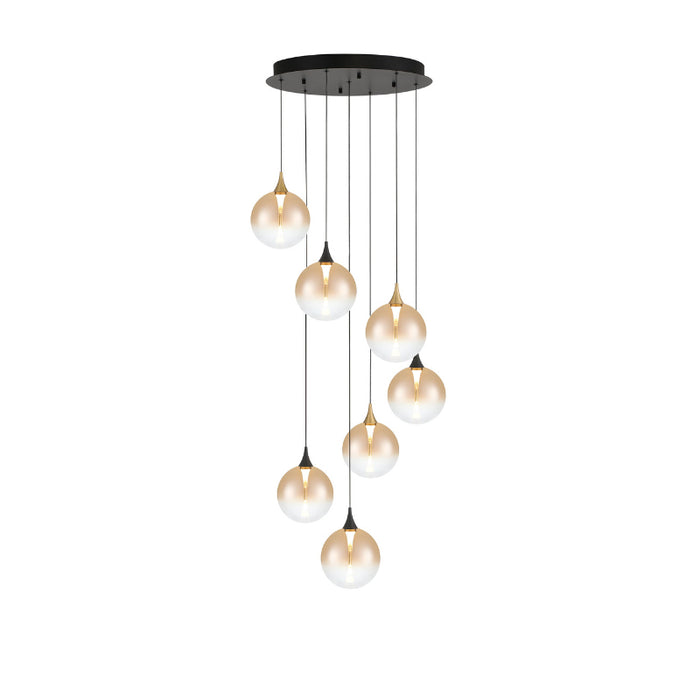 Eurofase 48930 Iissa 7-lt 21" LED Multi Drop Chandelier - Amber Glass