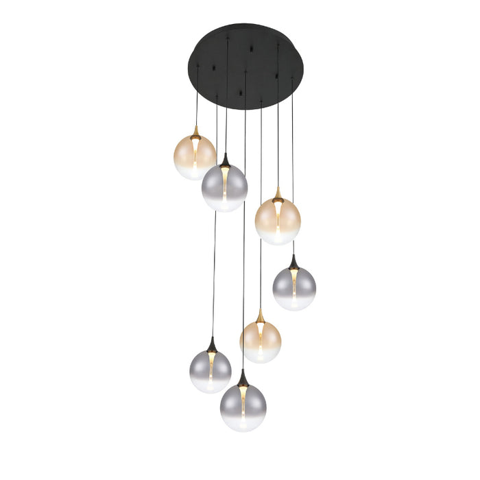 Eurofase 48930 Iissa 7-lt 21" LED Multi Drop Chandelier - Mixed Glass