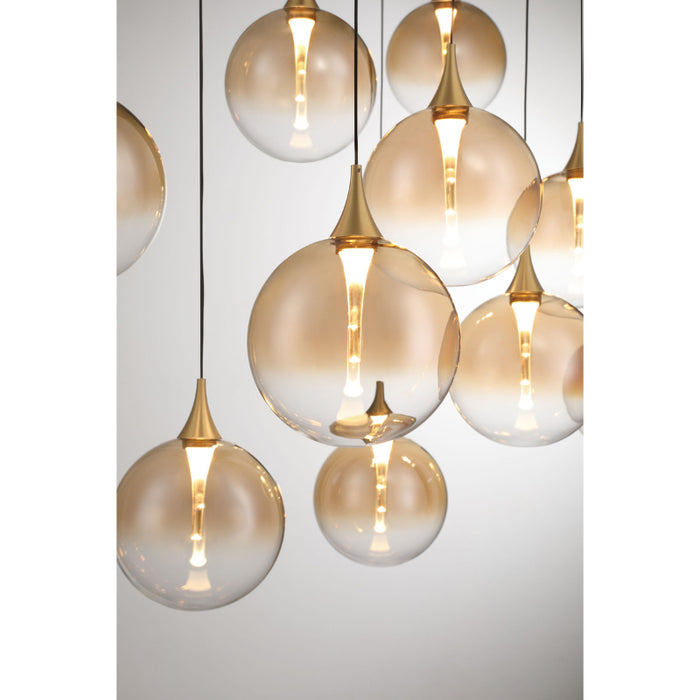 Eurofase 48932 Iissa 10-lt 47" LED Multi Drop Chandelier - Amber Glass