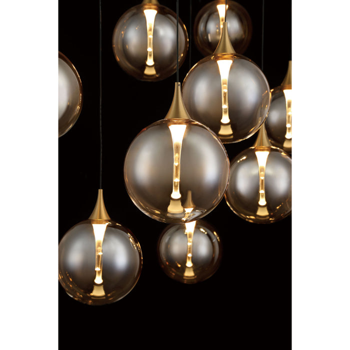Eurofase 48932 Iissa 10-lt 47" LED Multi Drop Chandelier - Amber Glass