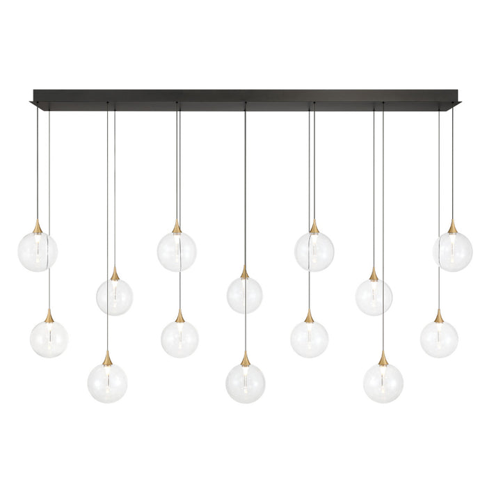 Eurofase 48938 Iissa 14-lt 72" LED Multi Drop Chandelier - Clear Glass