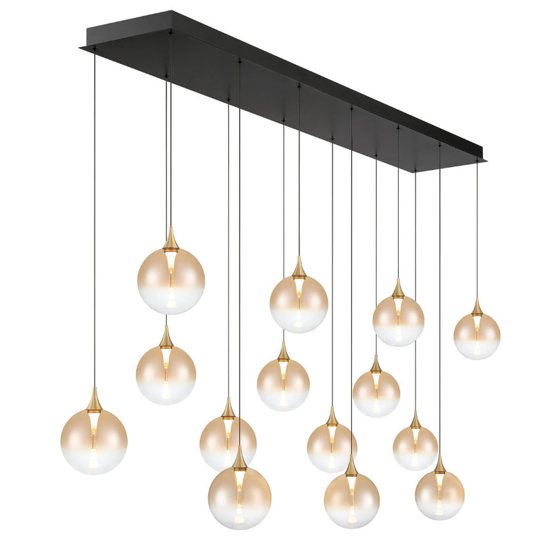Eurofase 48938 Iissa 14-lt 72" LED Multi Drop Chandelier - Amber Glass