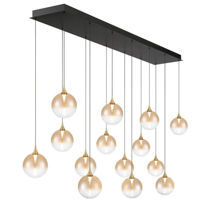 Eurofase 48938 Iissa 14-lt 72" LED Multi Drop Chandelier - Amber Glass