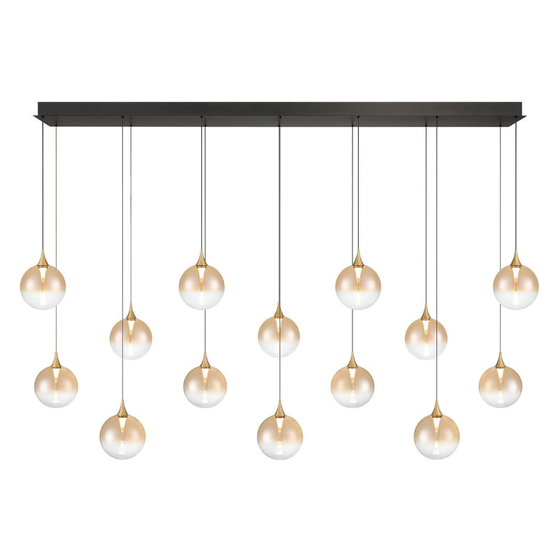 Eurofase 48938 Iissa 14-lt 72" LED Multi Drop Chandelier - Amber Glass