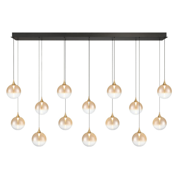 Eurofase 48938 Iissa 14-lt 72" LED Multi Drop Chandelier - Amber Glass